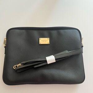 Michael Kors Black and Gold Laptop Case